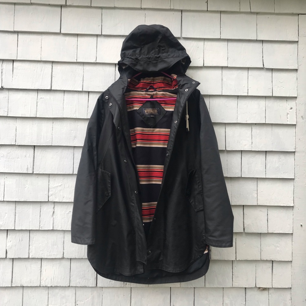 Pendleton Women’s Rain Jacket, Black With Striped… - image 1